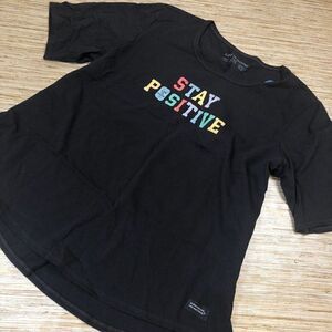 383 Life is Good "stay positive" Short Sleeve Crusher Tee shirt BLACK sz S / M